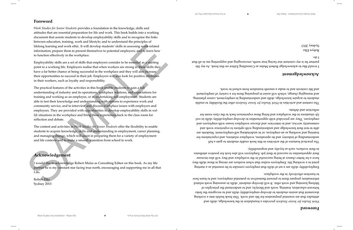 Work Studies for Senior Students Second Edition sample page