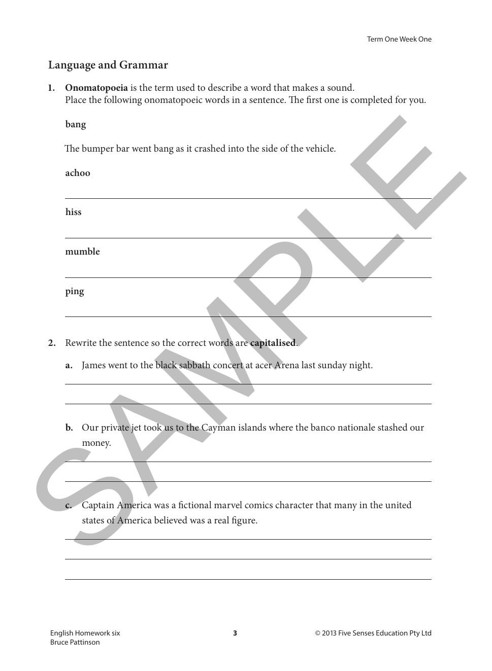 English Homework Six sample page