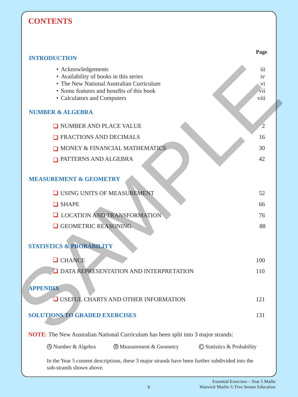 Essential Exercises - Maths Year 5 sample page