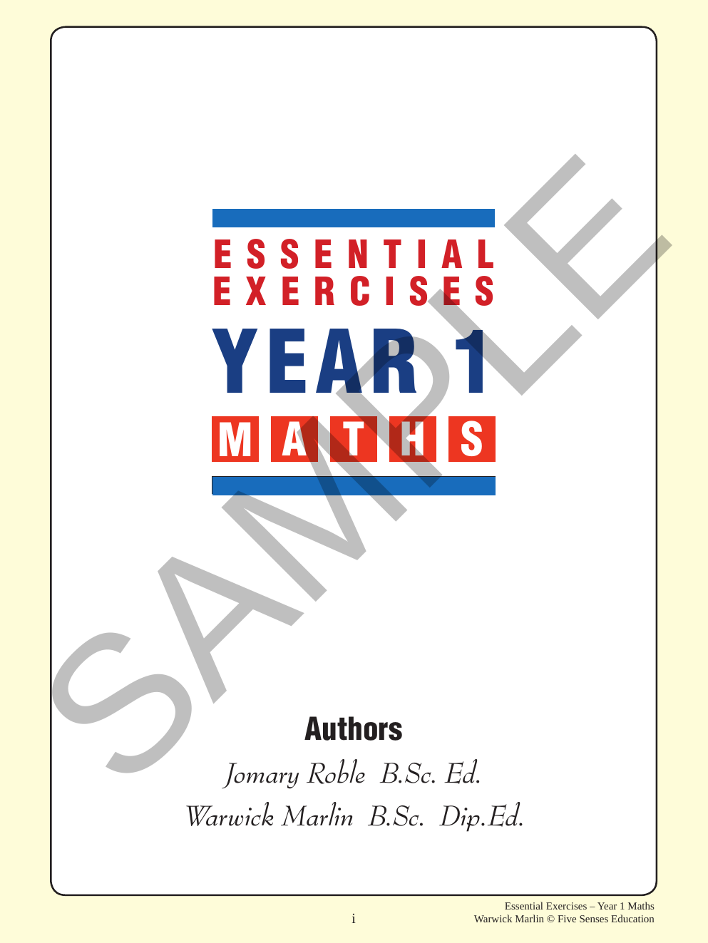 Essential Exercises - Maths Year 1 sample page