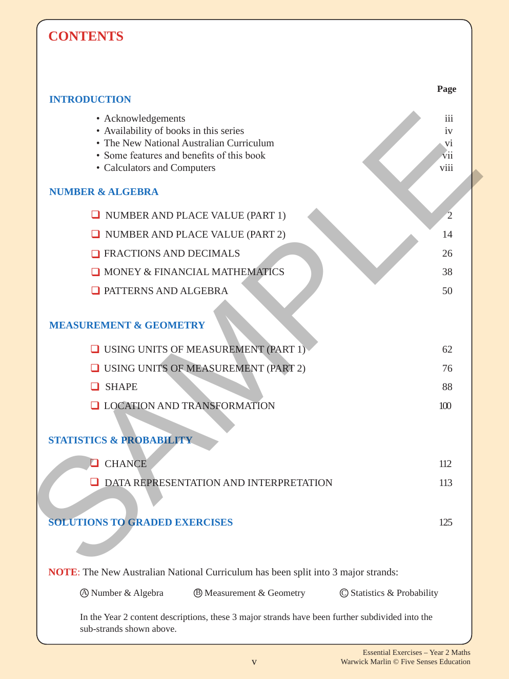 Essential Exercises - Maths Year 2 sample page