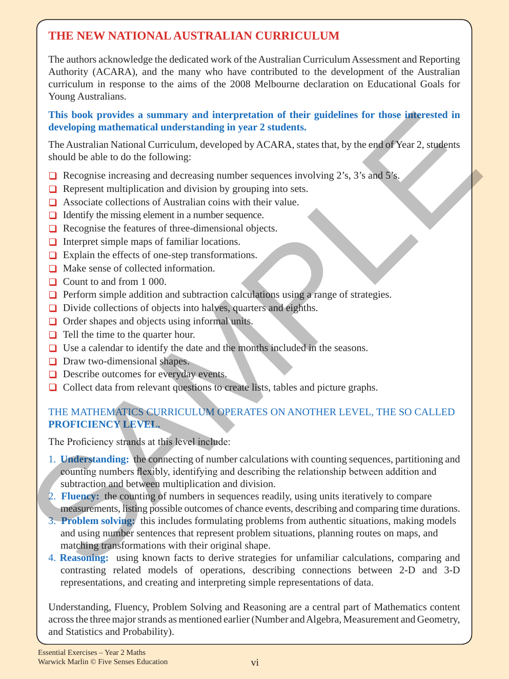 Essential Exercises - Maths Year 2 sample page