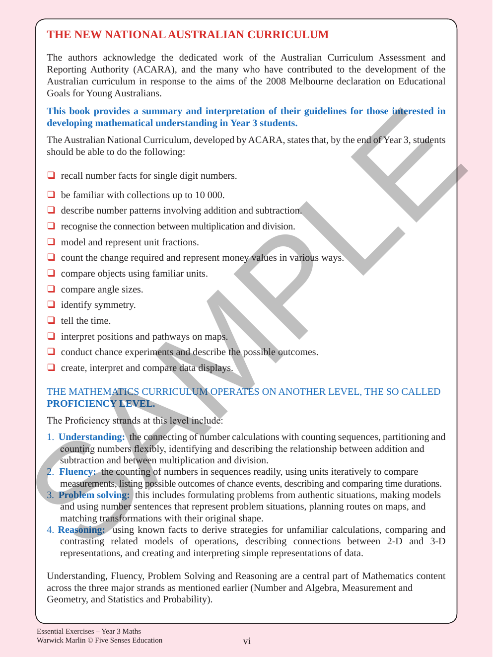 Essential Exercises - Maths Year 3 sample page