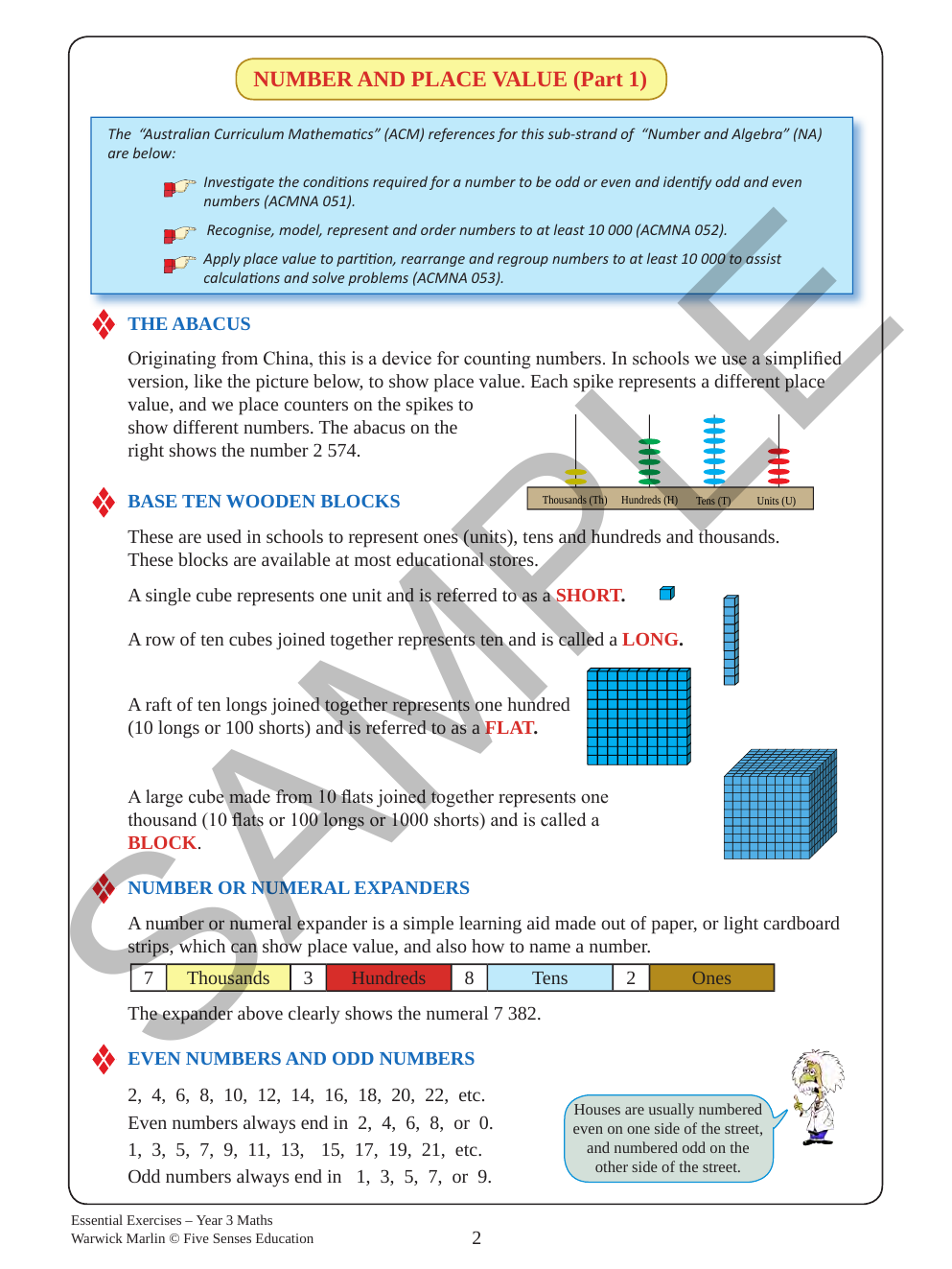 Essential Exercises - Maths Year 3 sample page