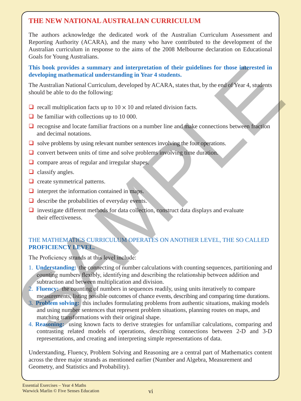 Essential Exercises - Maths Year 4 sample page