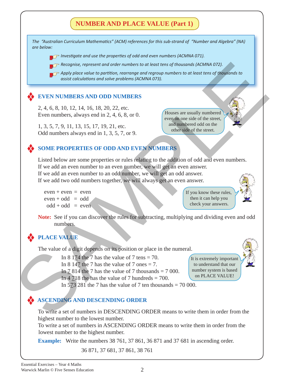 Essential Exercises - Maths Year 4 sample page