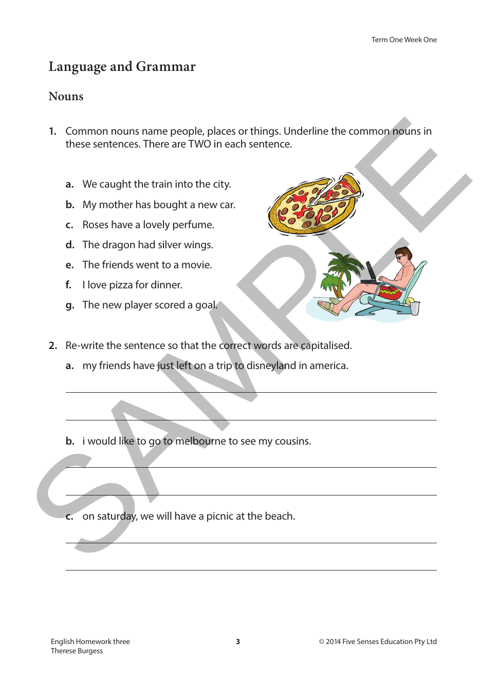 English Homework Three sample page