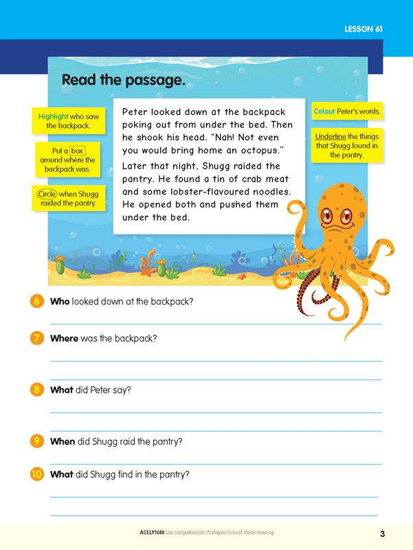 ABC Reading Eggspress - Comprehension and Grammar Workbook: Year 3