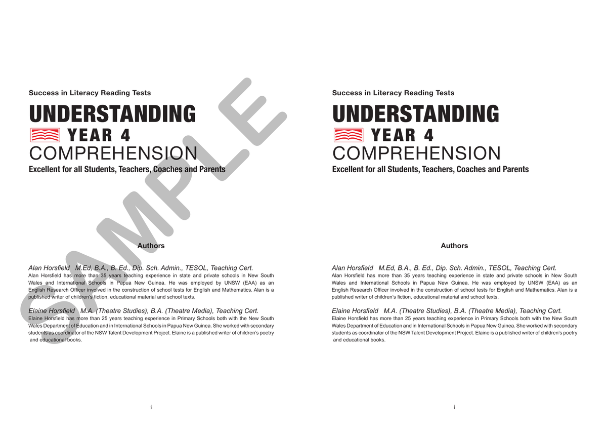 Understanding Year 4 Comprehension sample page