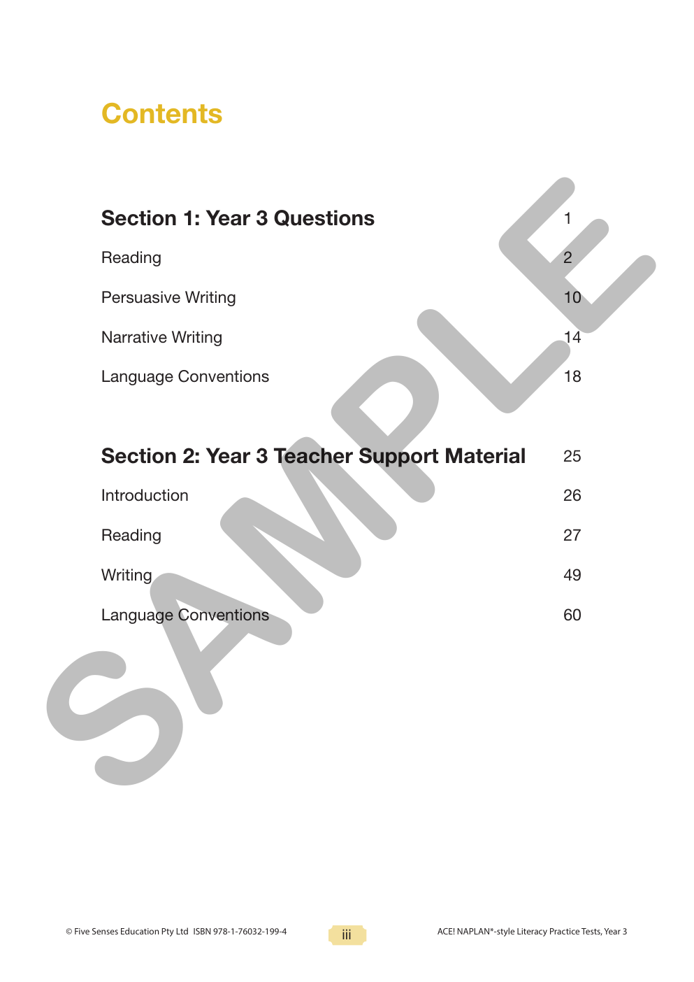 ACE! NAPLAN - Literacy Practice Tests Year 3 (with Reading Magazine) sample page