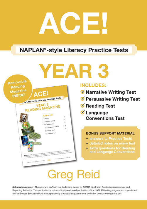 ACE! NAPLAN*-style Literacy Practice Tests Year 3 with Year 3 Reading Magazine