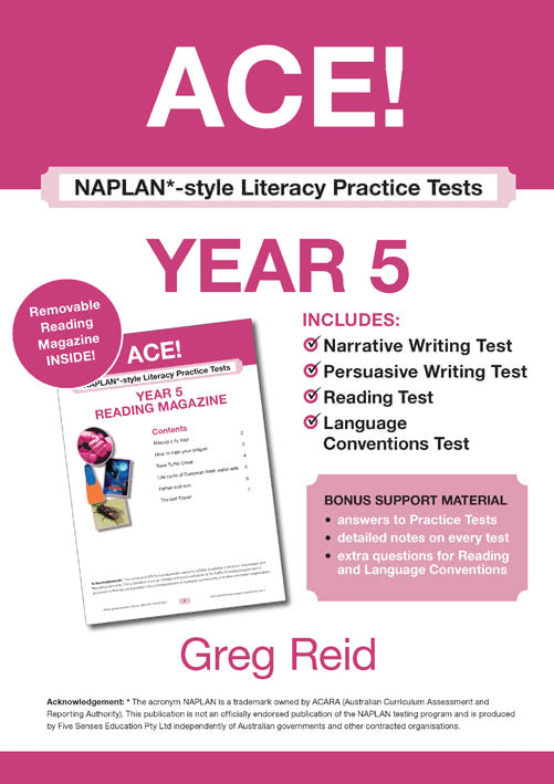 ACE! NAPLAN*-style Literacy Practice Tests Year 5 with Year 5 Reading Magazine