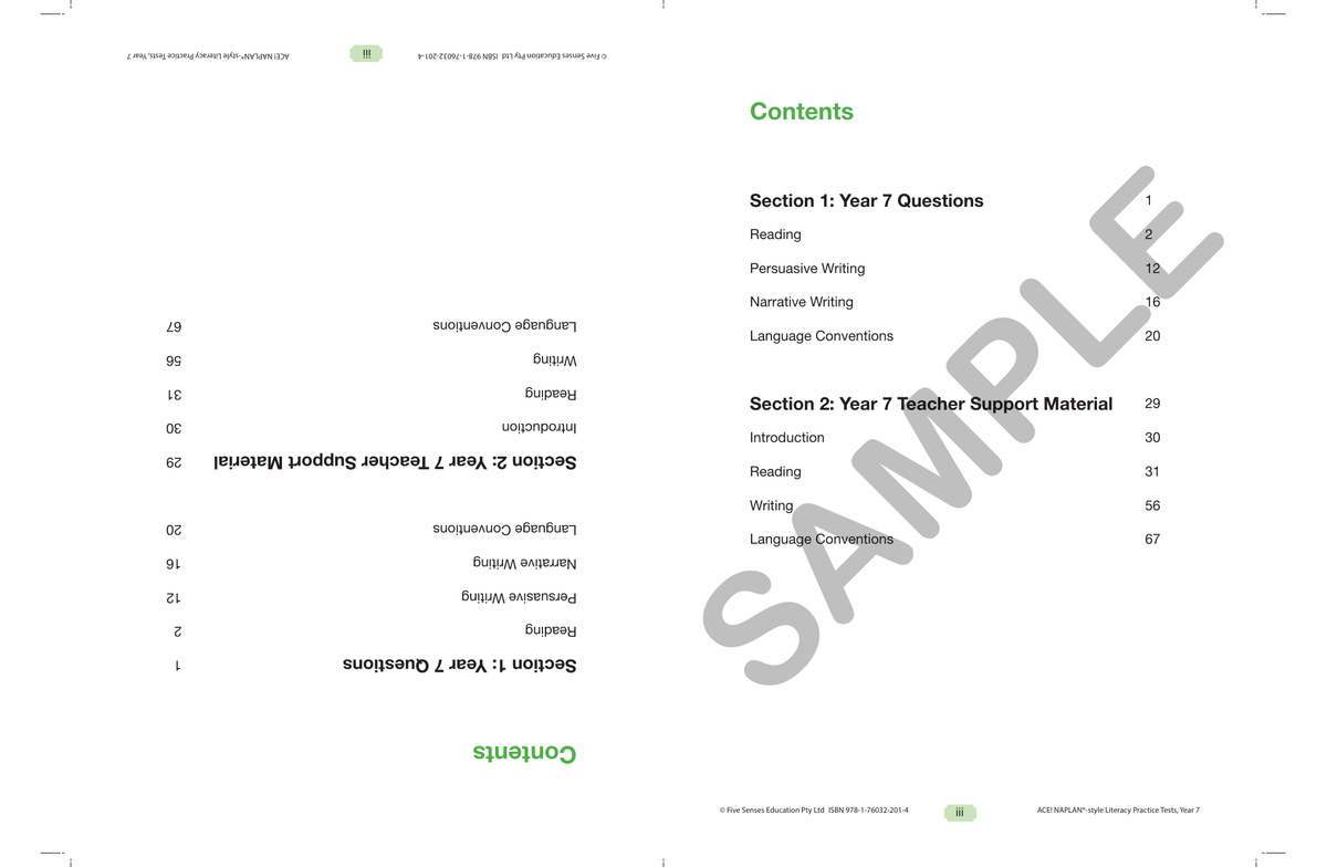 ACE! NAPLAN - Literacy Practice Tests Year 7 (with Reading Magazine) sample page