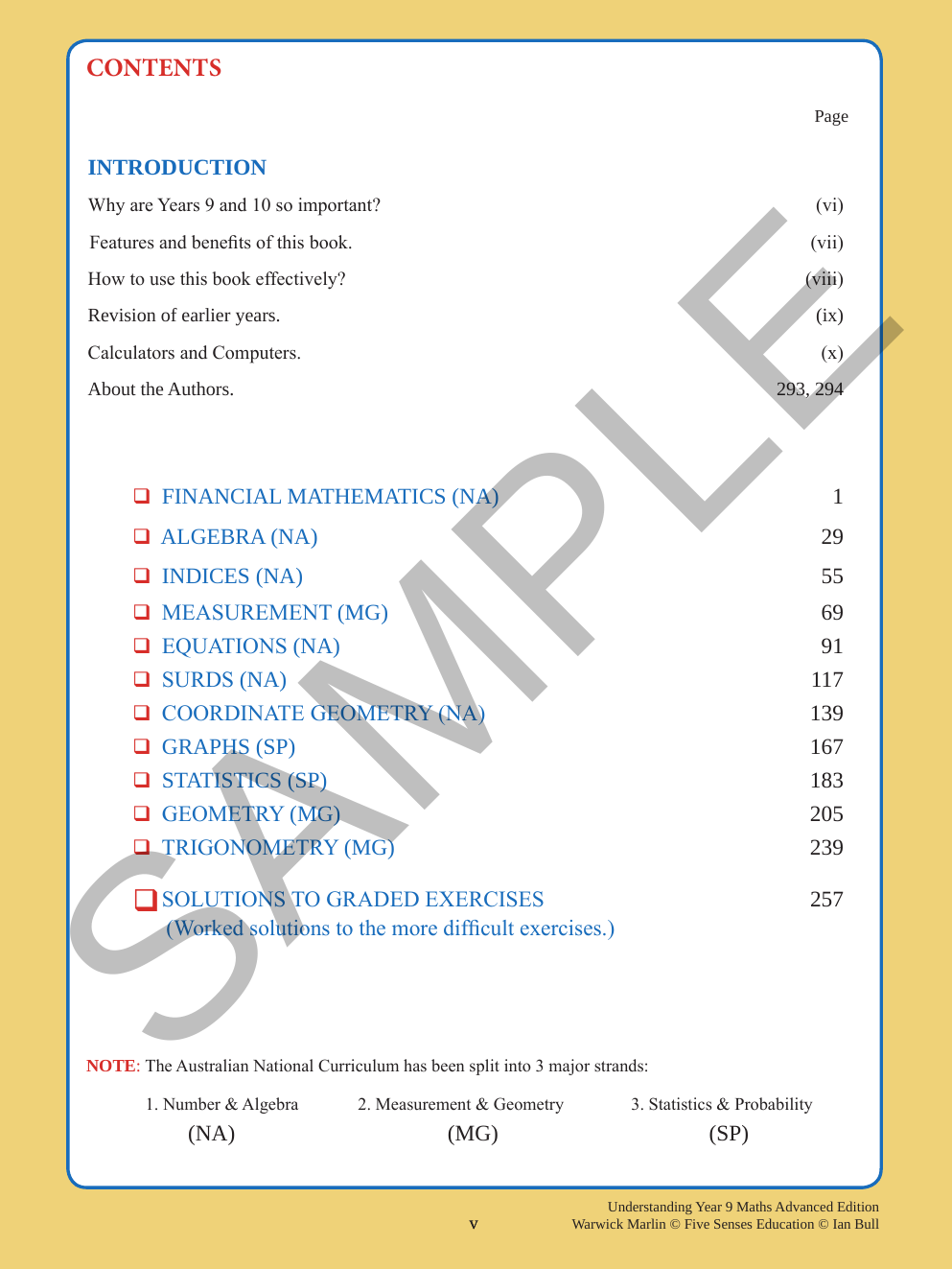 Understanding Year 9 Maths Advanced: Australian Curriculum Edition sample page