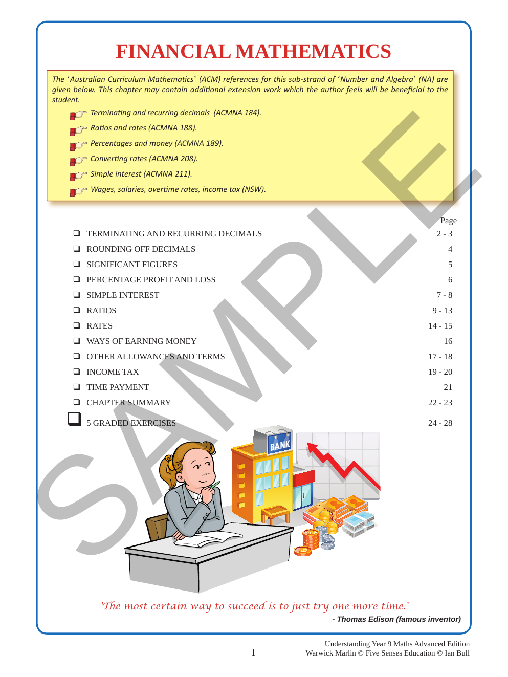 Understanding Year 9 Maths Advanced: Australian Curriculum Edition sample page