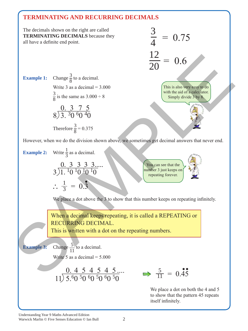 Understanding Year 9 Maths Advanced: Australian Curriculum Edition sample page