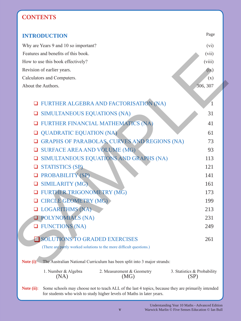 Understanding Year 10 Maths Advanced: Australian Curriculum Edition sample page
