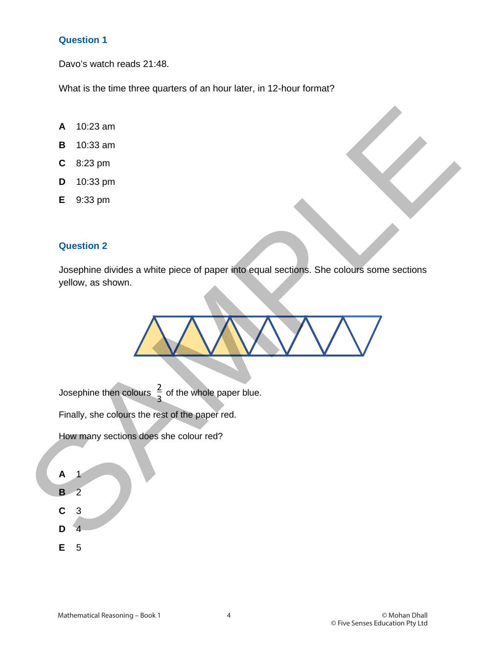 Mathematical Reasoning - Book 1 sample page