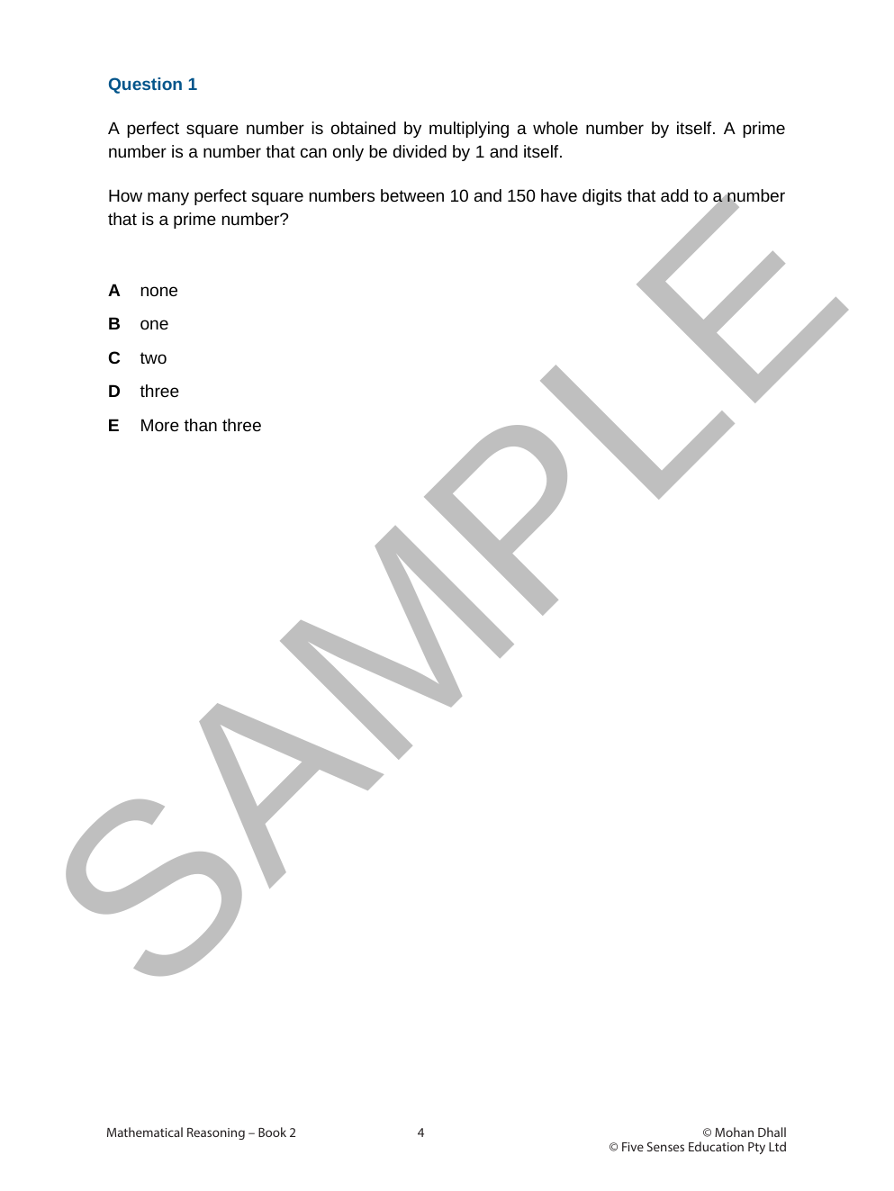 Mathematical Reasoning - Book 2 sample page