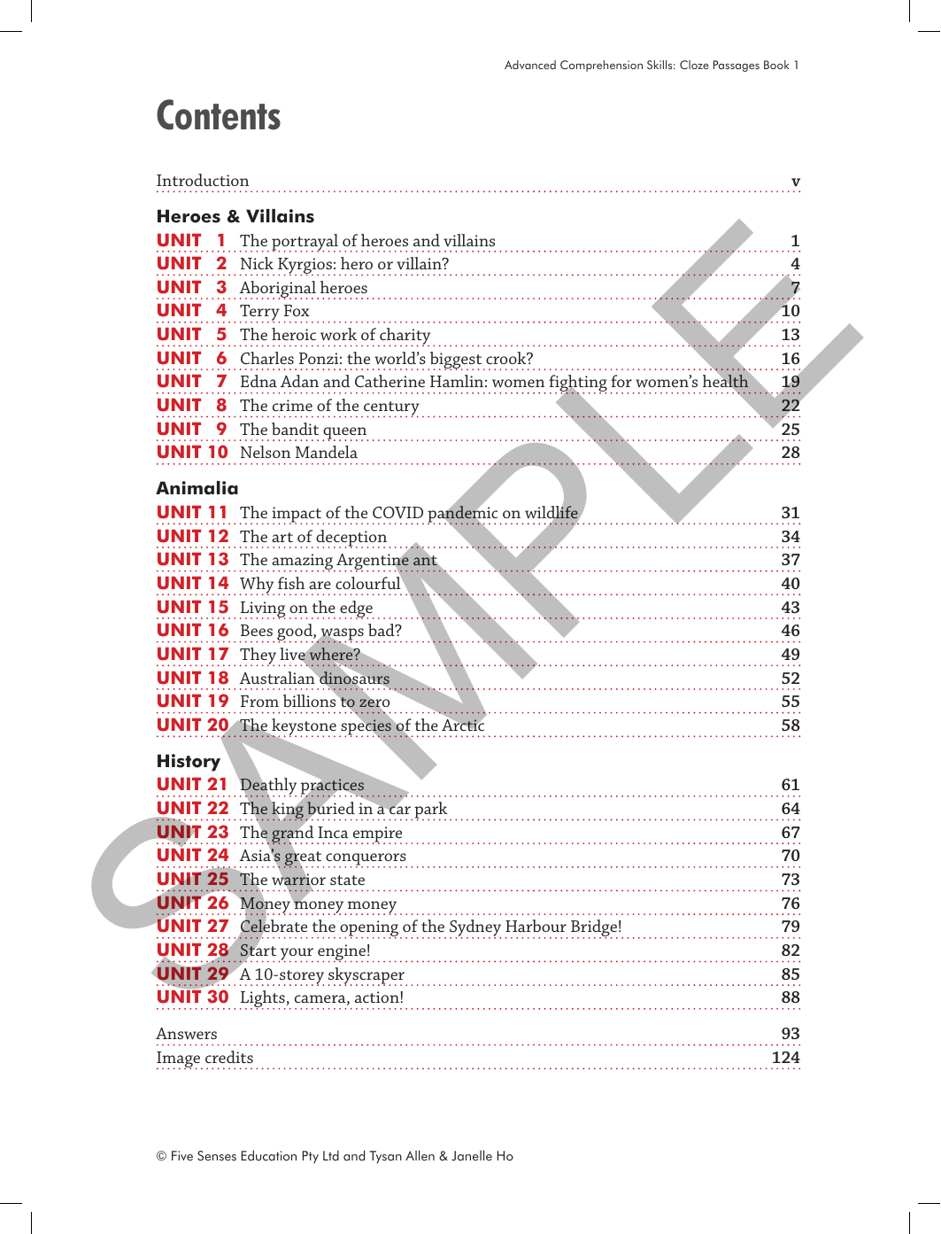 Advanced Comprehension Skills - Cloze Passages: Book 1 sample page
