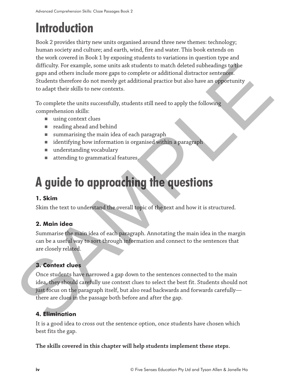 Advanced Comprehension Skills - Cloze Passages: Book 2 sample page