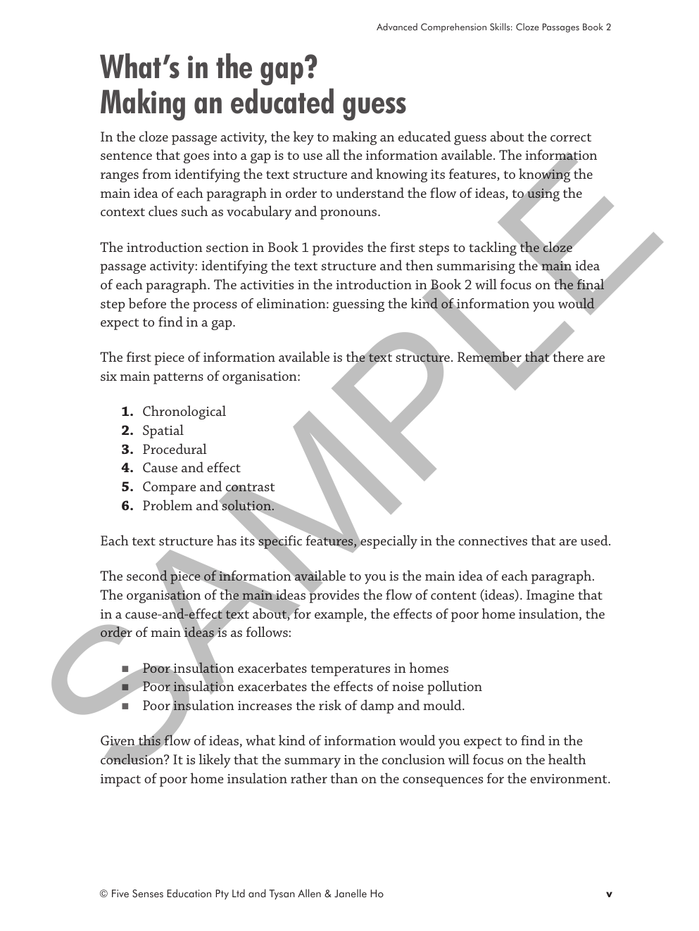 Advanced Comprehension Skills - Cloze Passages: Book 2 sample page