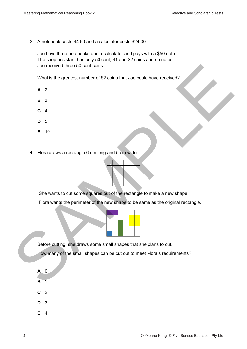 Mastering Mathematical Reasoning Selective and Scholarship Tests - Book 2 sample page