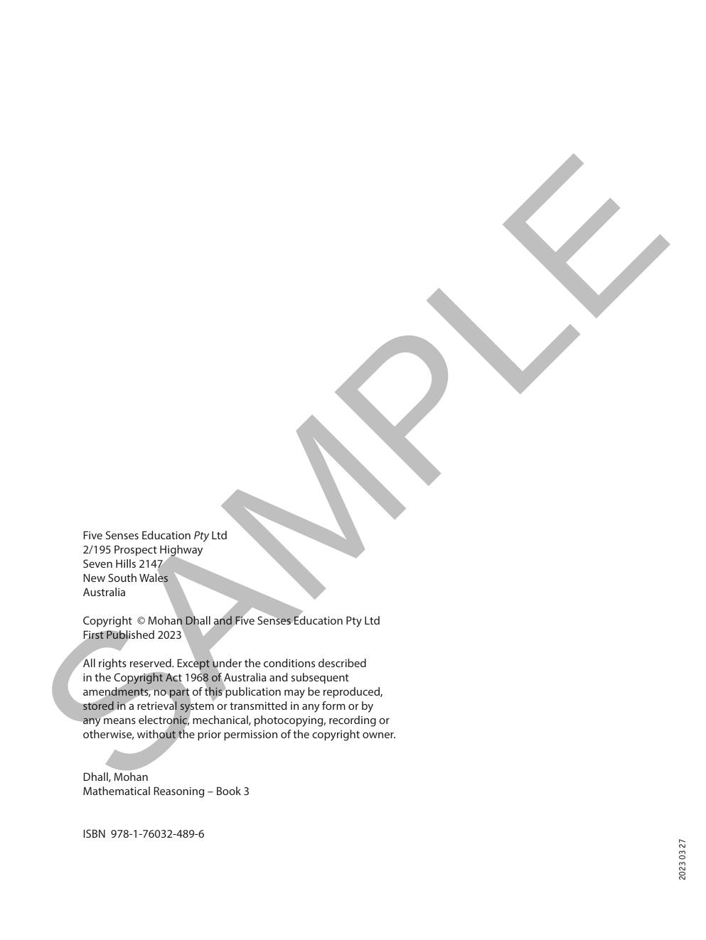 Mathematical Reasoning - Book 3 sample page