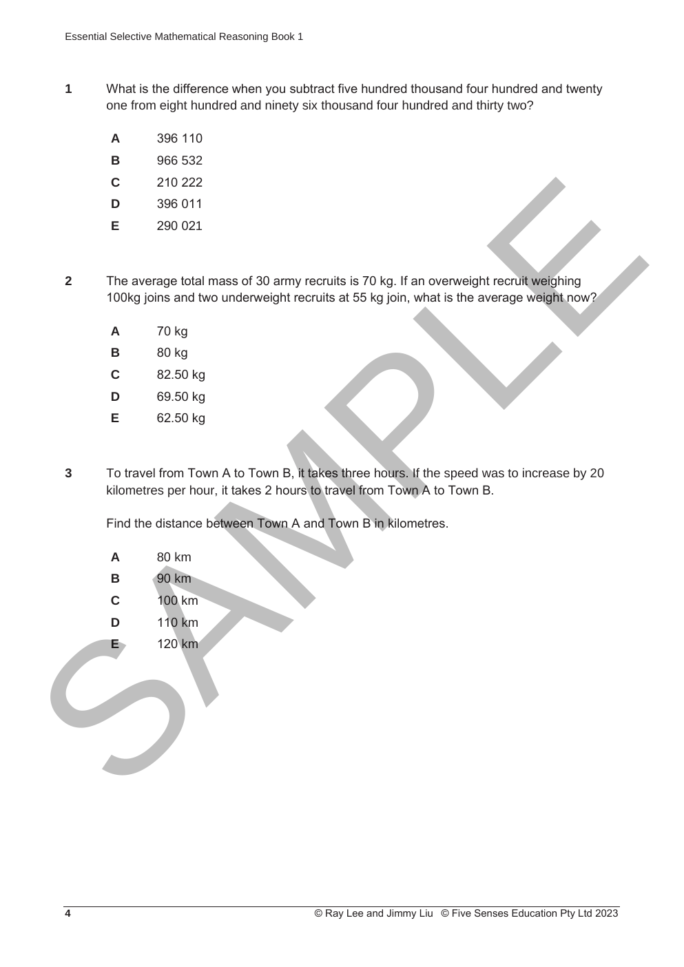 Essential Mathematical Reasoning for Selective - Book 1 sample page