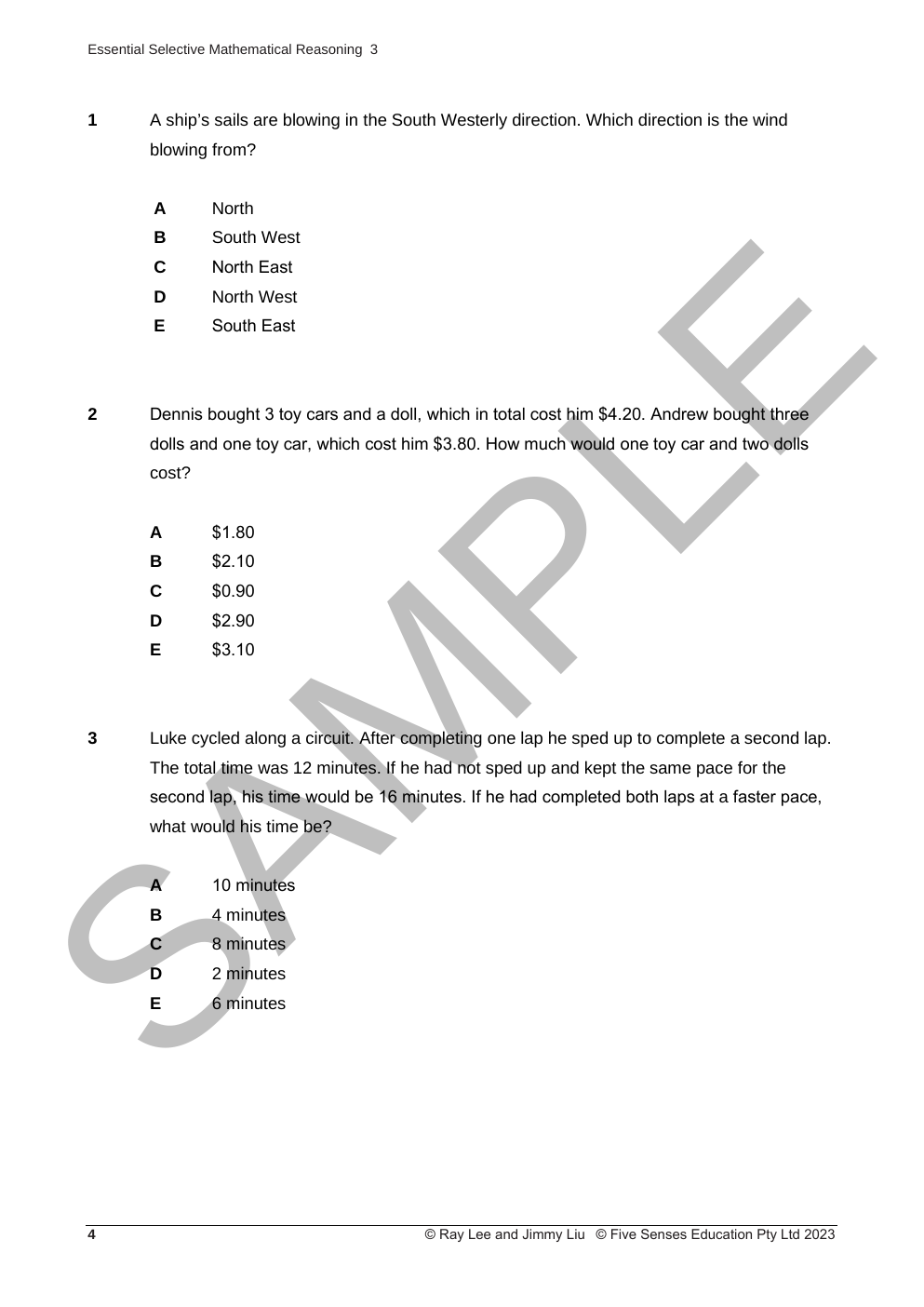 Essential Mathematical Reasoning for Selective - Book 3 (Revised Edition) sample page