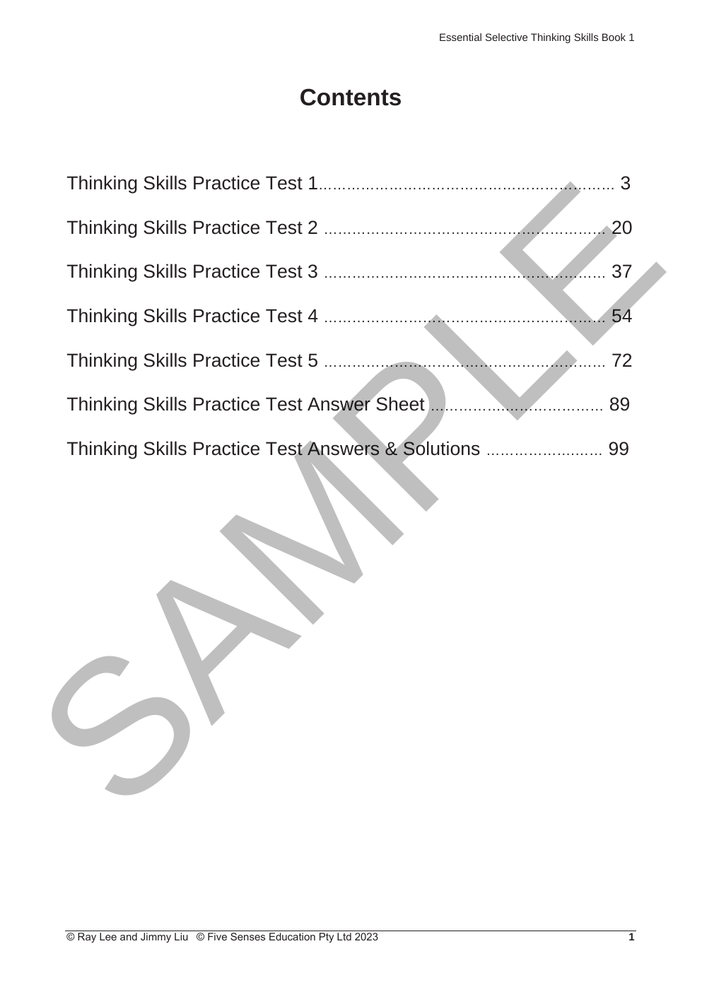 Essential Thinking Skills for Selective - Book 1 sample page