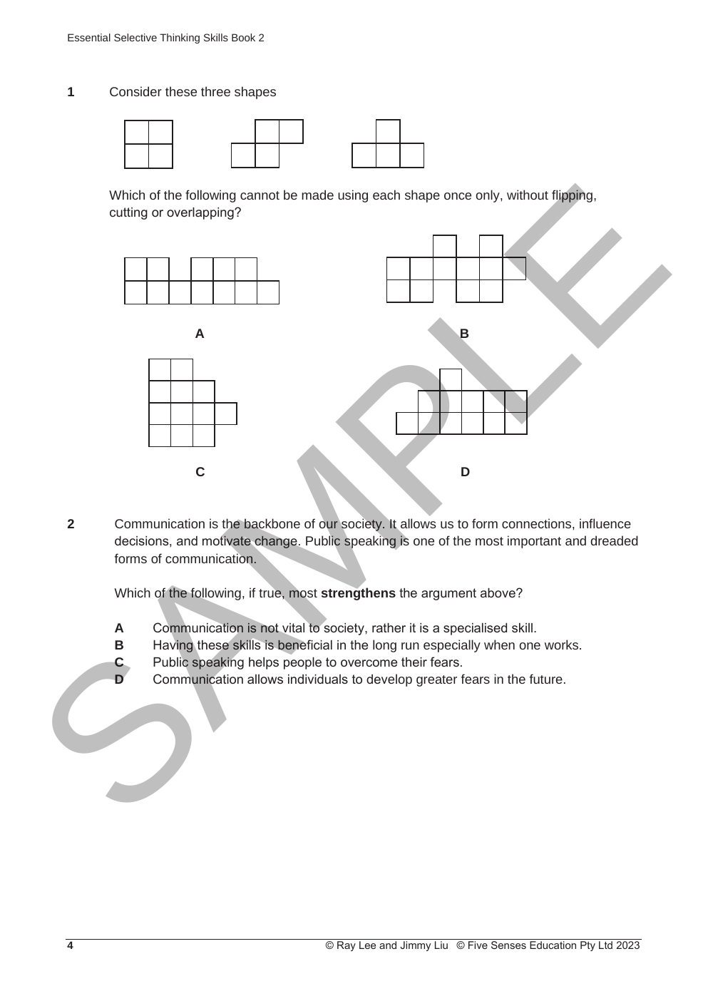 Essential Thinking Skills for Selective - Book 2 sample page