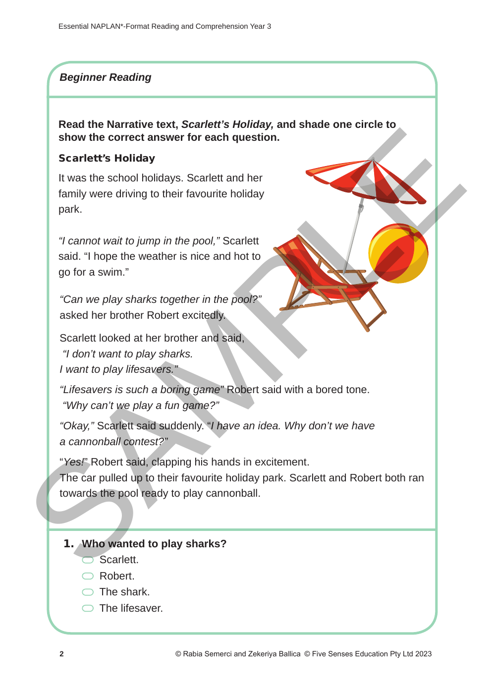 Essential NAPLAN - Reading and Comprehension Year 3 sample page