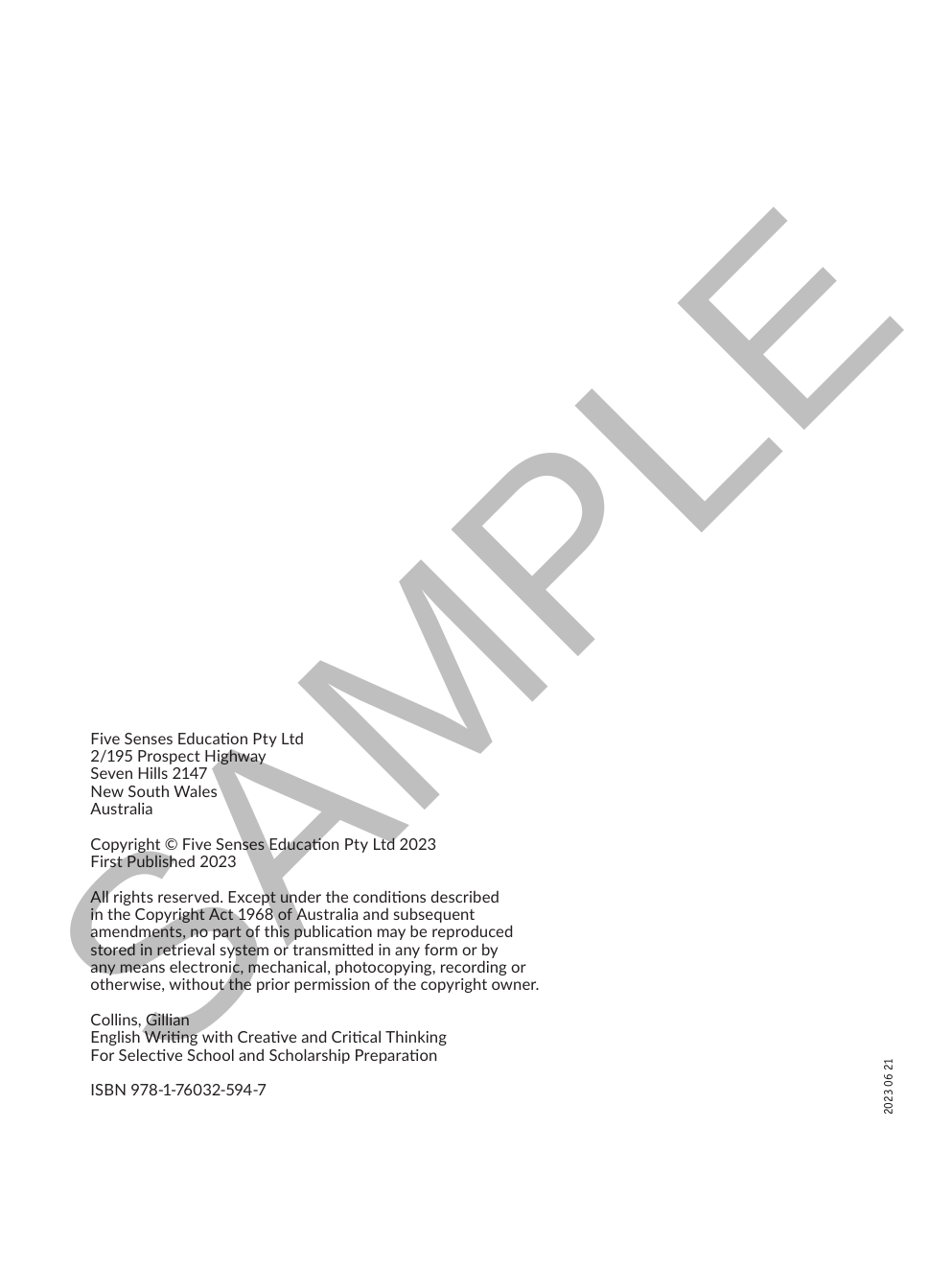 English Writing - Creative and Critical Thinking sample page