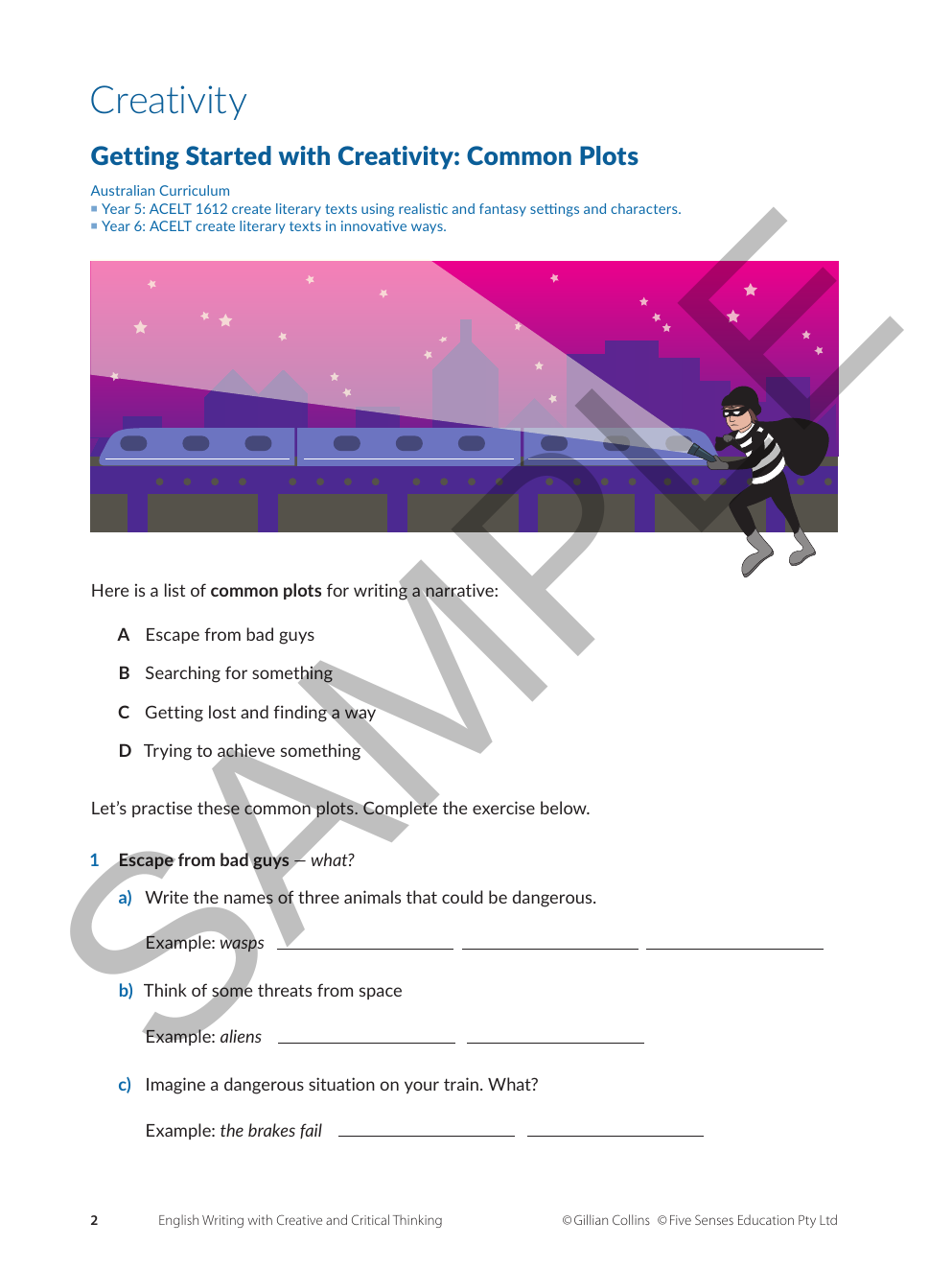 English Writing - Creative and Critical Thinking sample page