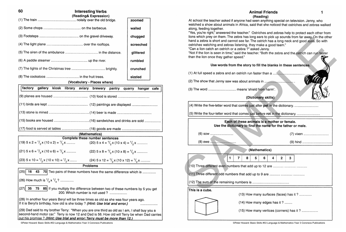 Basic Skills - Language & Mathematics Year 3 sample page