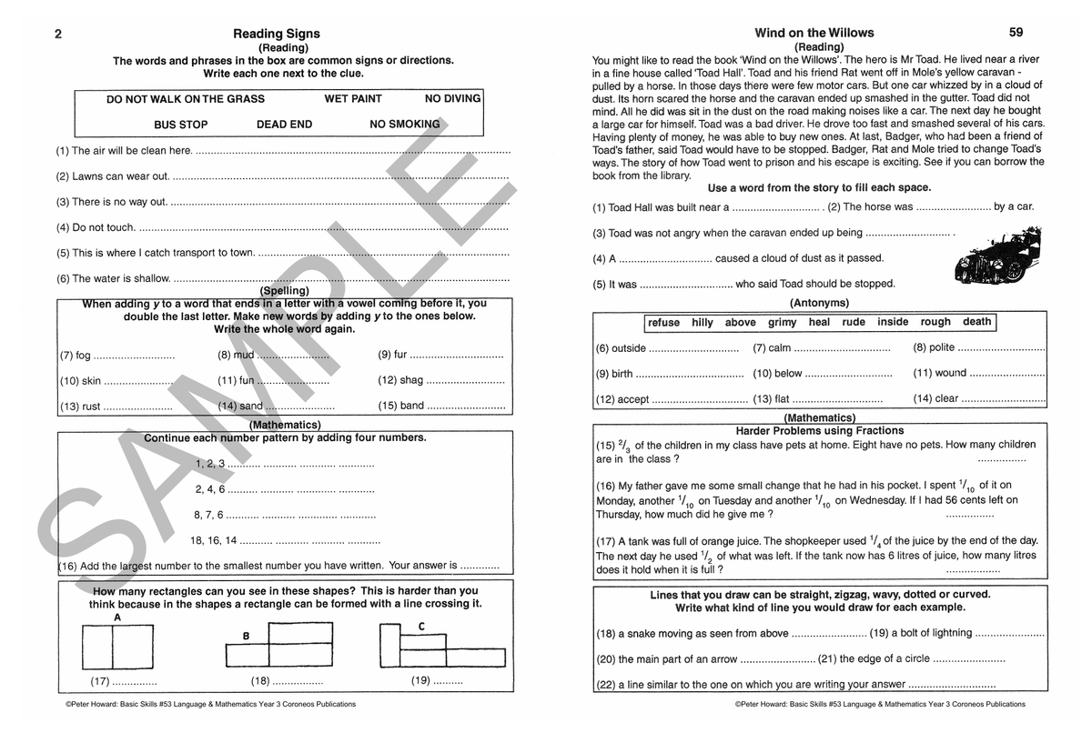 Basic Skills - Language & Mathematics Year 3 sample page