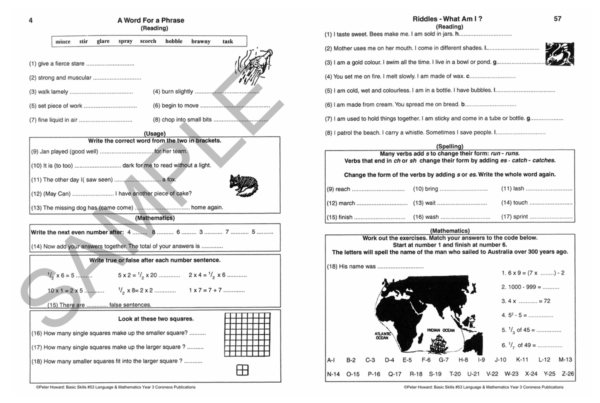 Basic Skills - Language & Mathematics Year 3 sample page