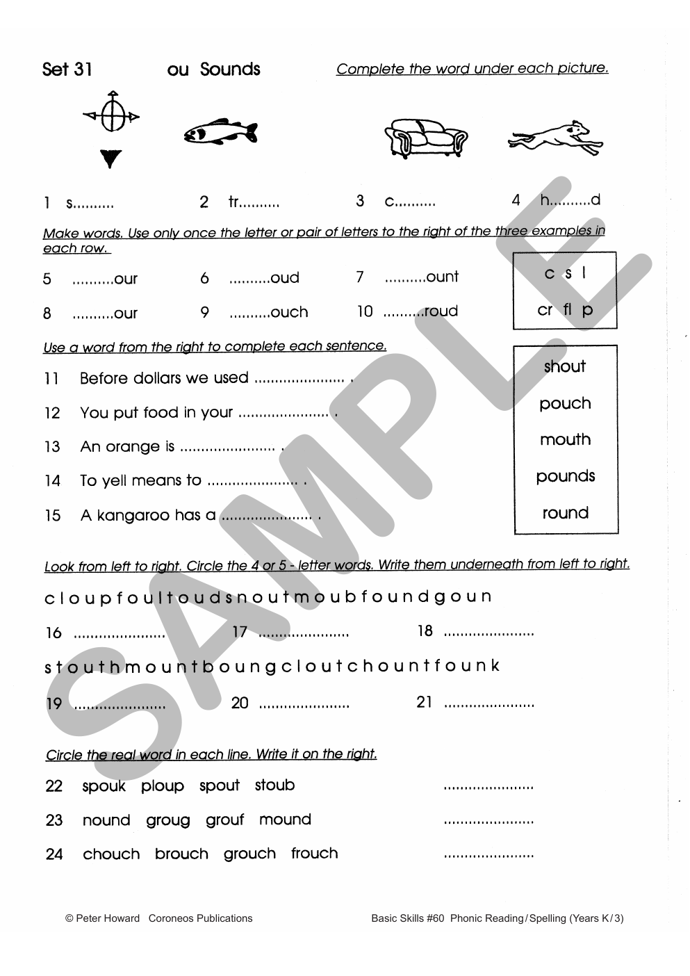 Phonic/Reading Spelling Yrs K to 3 sample page