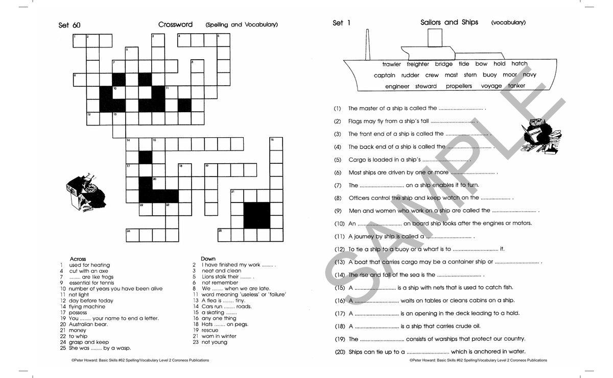 Spelling / Vocabulary Level 2 Yrs 3 - 4 (Basic Skills No. 62) sample page