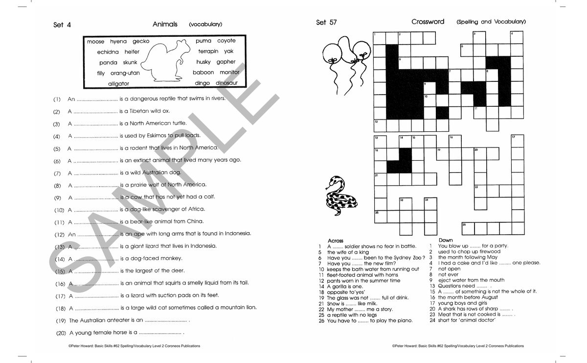 Spelling / Vocabulary Level 2 Yrs 3 - 4 (Basic Skills No. 62) sample page