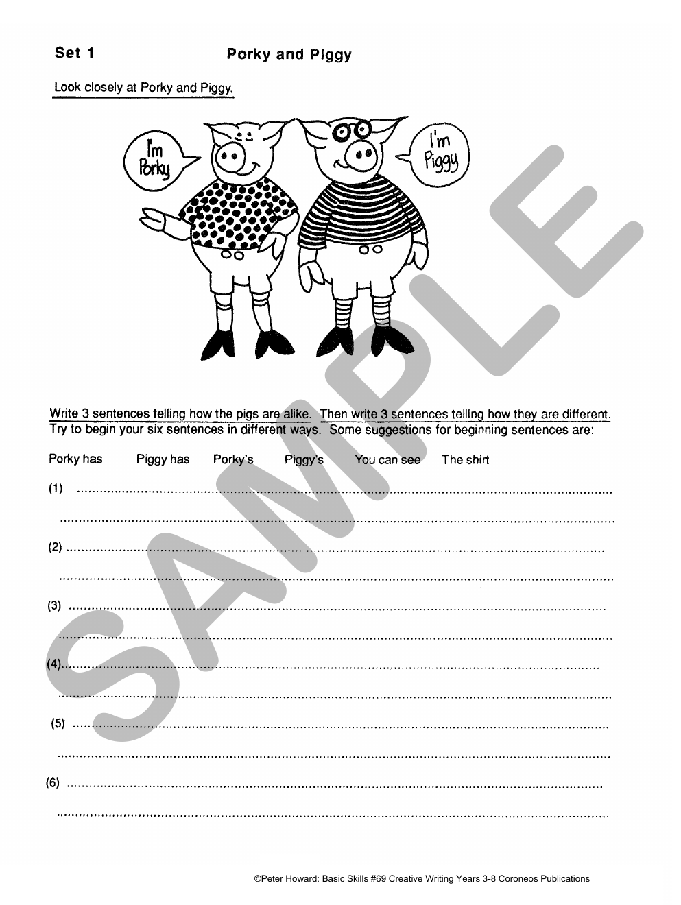 Creative Writing Yrs 3 to 8 sample page