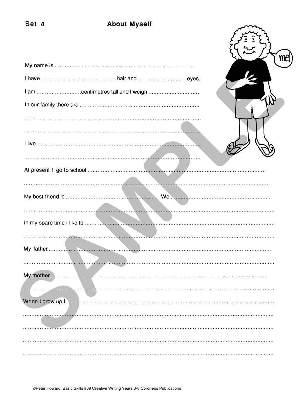 Creative Writing Yrs 3 to 8 sample page