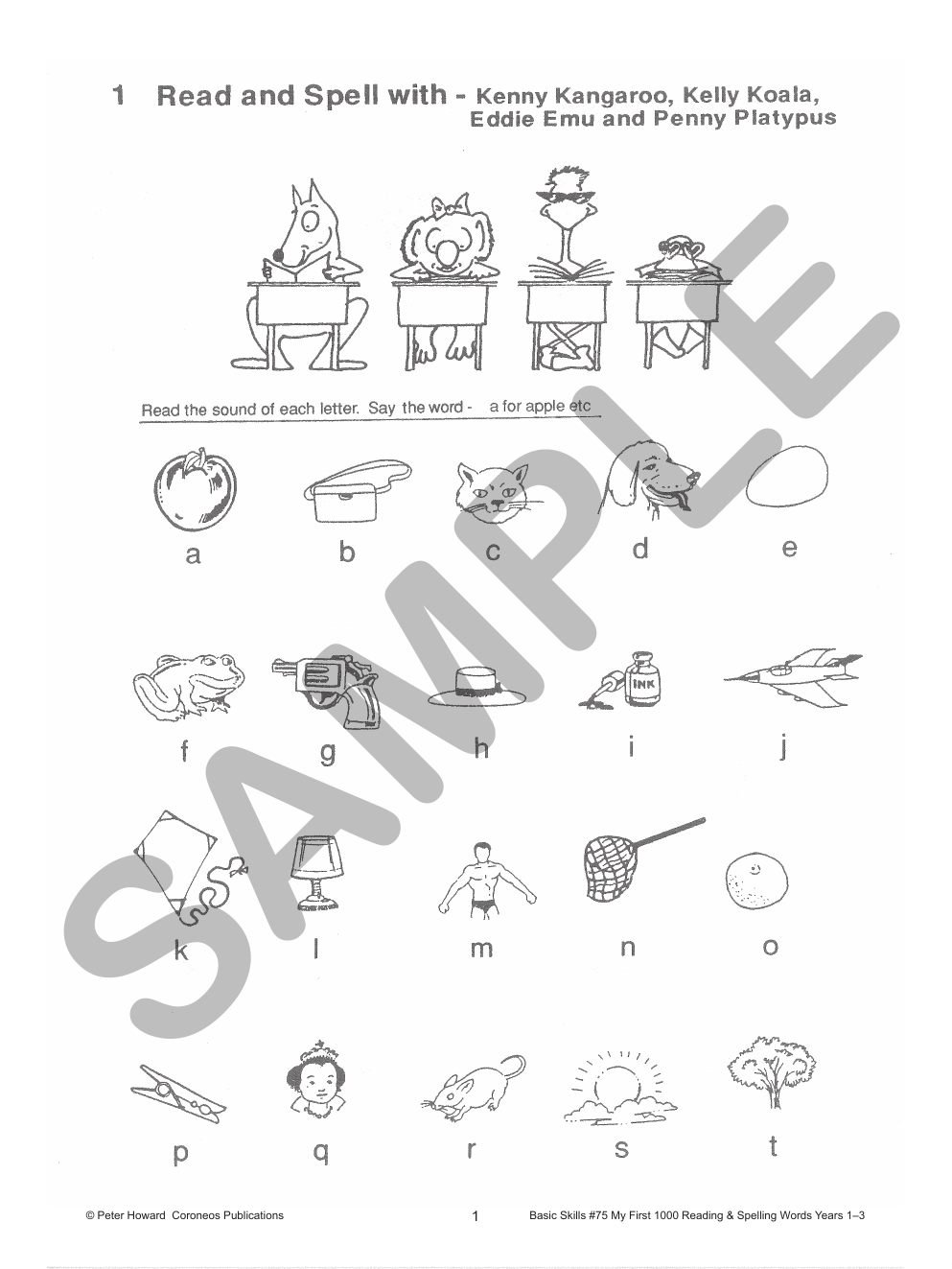 My First Reading 1000 Reading/Spelling Words Yrs 1 to 3 sample page