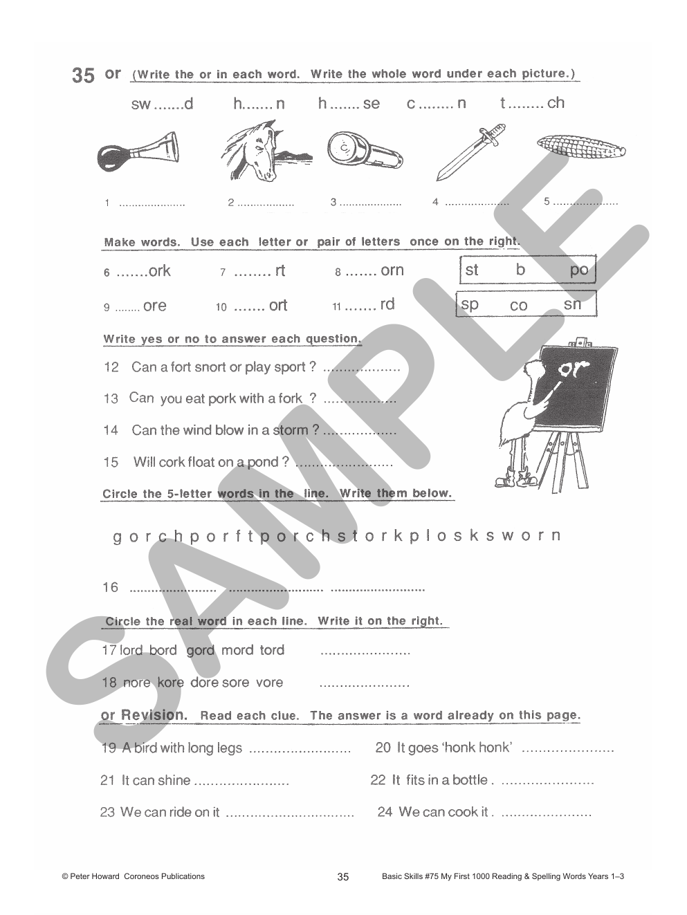 My First Reading 1000 Reading/Spelling Words Yrs 1 to 3 sample page