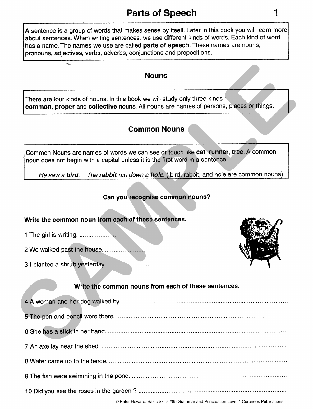Grammar & Punctuation Level 1 Yrs 3 - 4 sample page