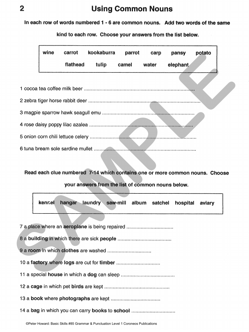 Grammar & Punctuation Level 1 Yrs 3 - 4 sample page
