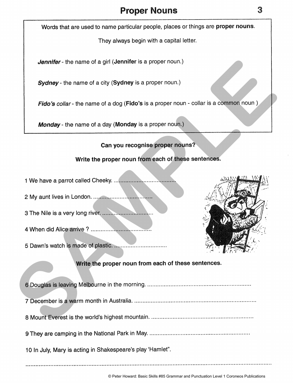 Grammar & Punctuation Level 1 Yrs 3 - 4 sample page