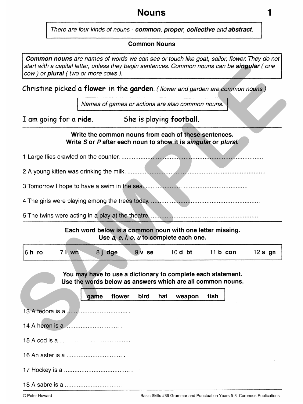Grammar & Punctuation Level 2 Yrs 5 - 8 sample page