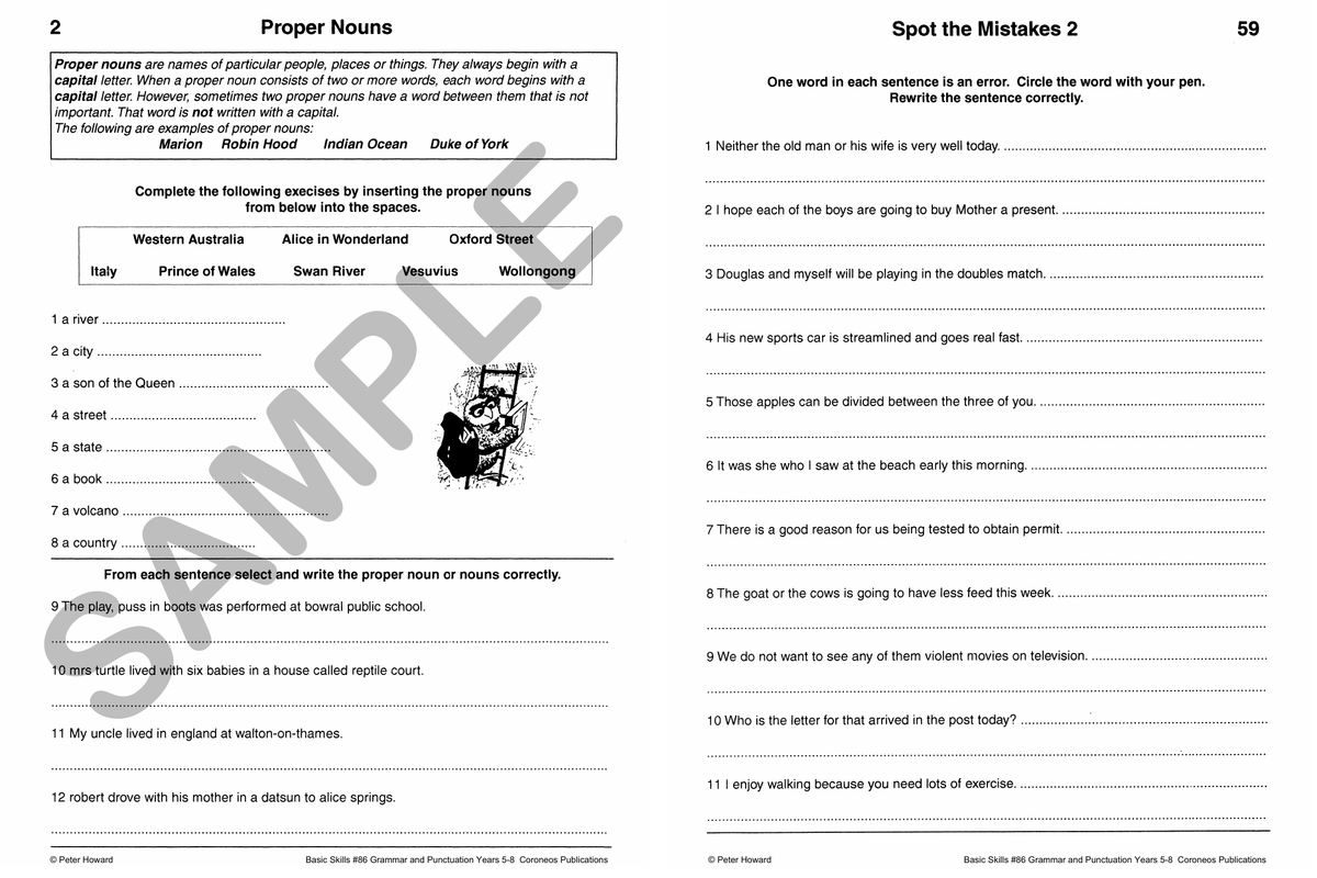 Grammar & Punctuation Level 2 Yrs 5 - 8 sample page